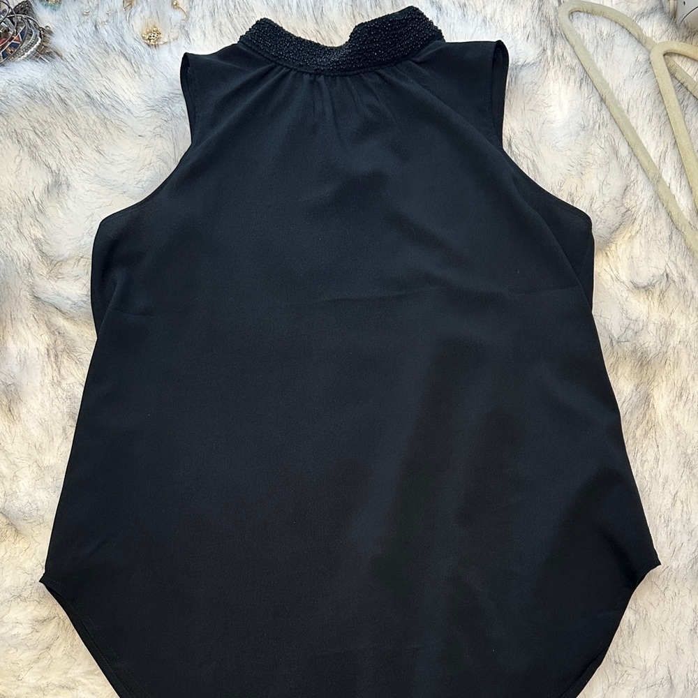 Banana Republic Beaded Neck Black Sleeveless Top